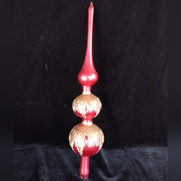 VTG Christmas Classics Red & Gold Tree Topper Mercury Glass - Picture 2 of 10
